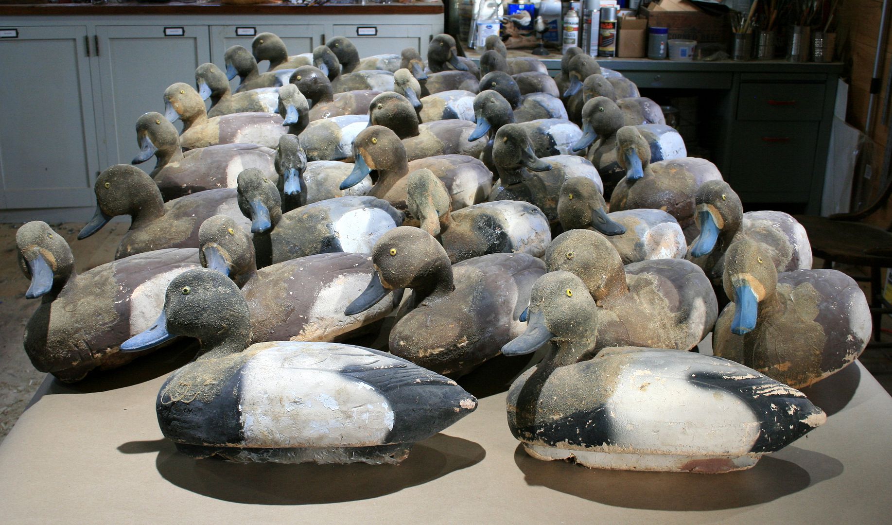 More Model 72 Broadbill repair, burlap & paint Duckboats